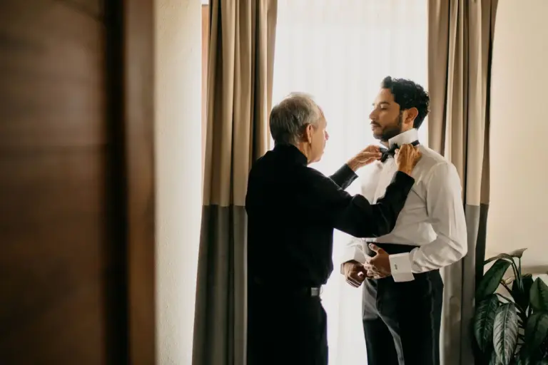 Getting ready for Leslie and Chava's wedding at Hotel Casa del Rector, Guanajuato