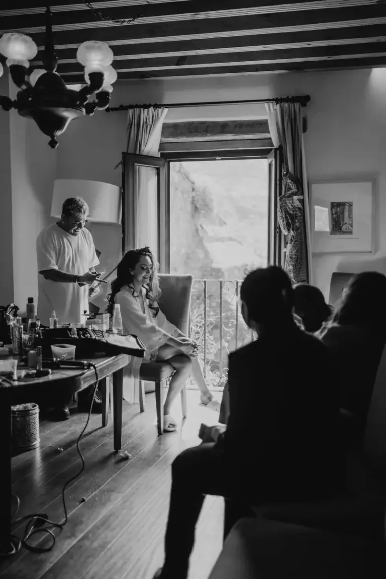 Getting ready for Leslie and Chava's wedding at Hotel Casa del Rector, Guanajuato