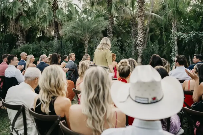 Wedding ceremony among the palm trees at Acre Resort, Los Cabos