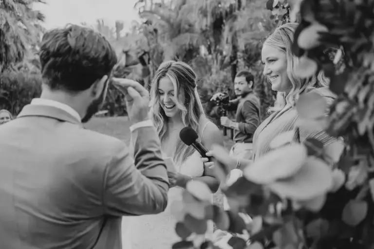 Wedding ceremony among the palm trees at Acre Resort, Los Cabos