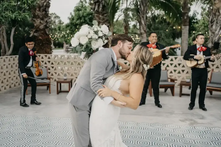 Portrait of the couple at their destination wedding in Los Cabos