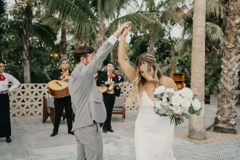 Portrait of the couple at their destination wedding in Los Cabos