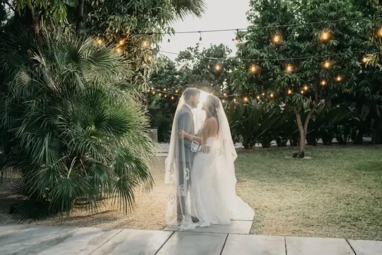 Portrait of the couple at their destination wedding in Los Cabos