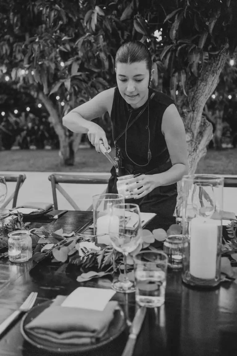 Wedding reception under the lights at Acre Resort, Los Cabos
