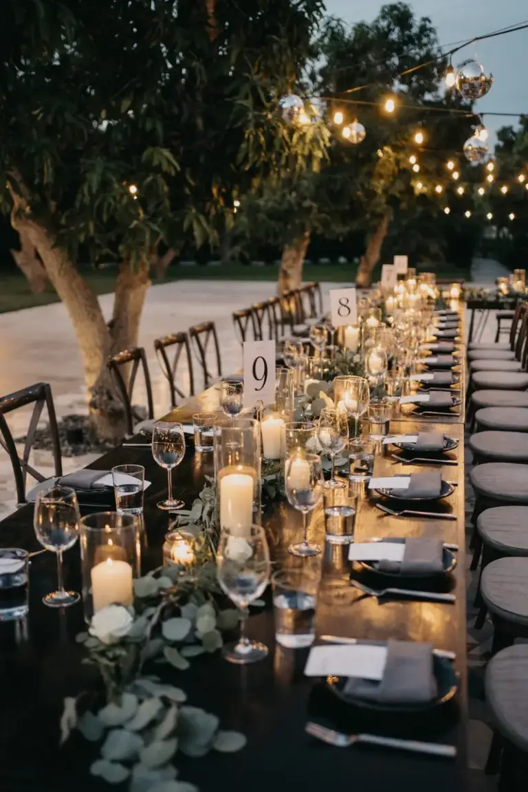 Wedding reception under the lights at Acre Resort, Los Cabos