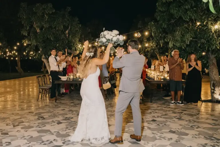 Wedding reception under the lights at Acre Resort, Los Cabos