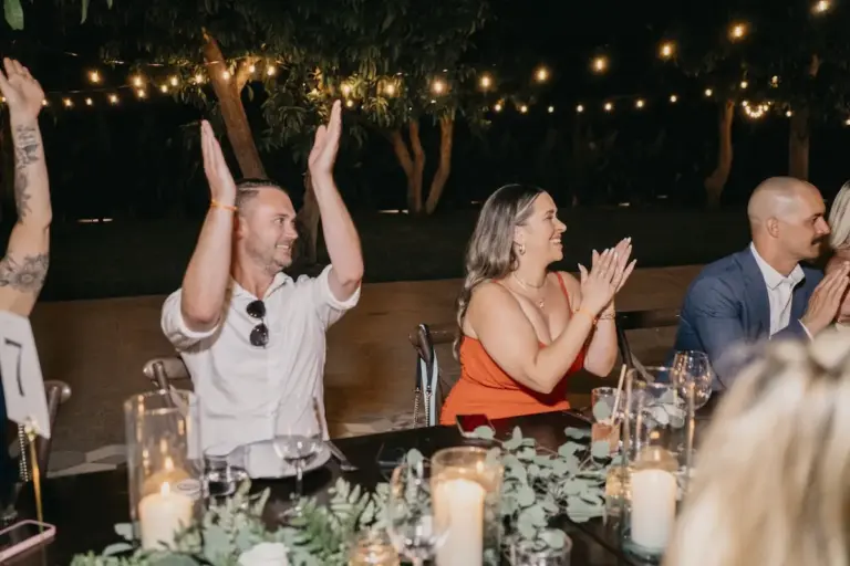 Wedding reception under the lights at Acre Resort, Los Cabos