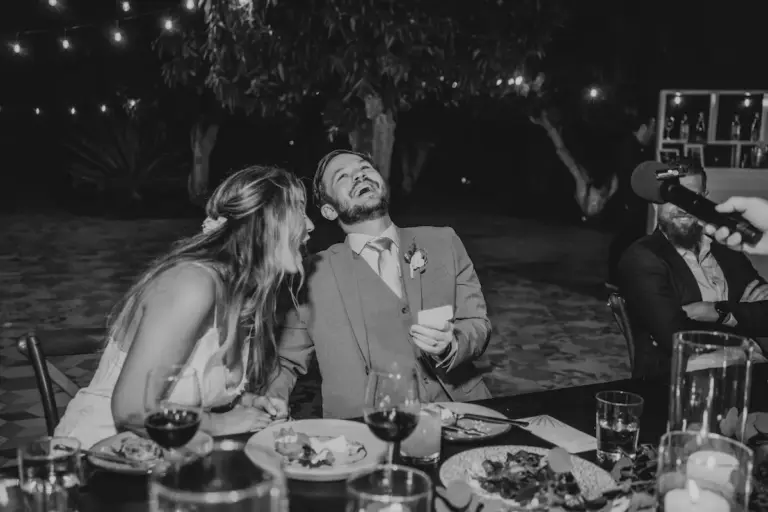 Wedding reception under the lights at Acre Resort, Los Cabos
