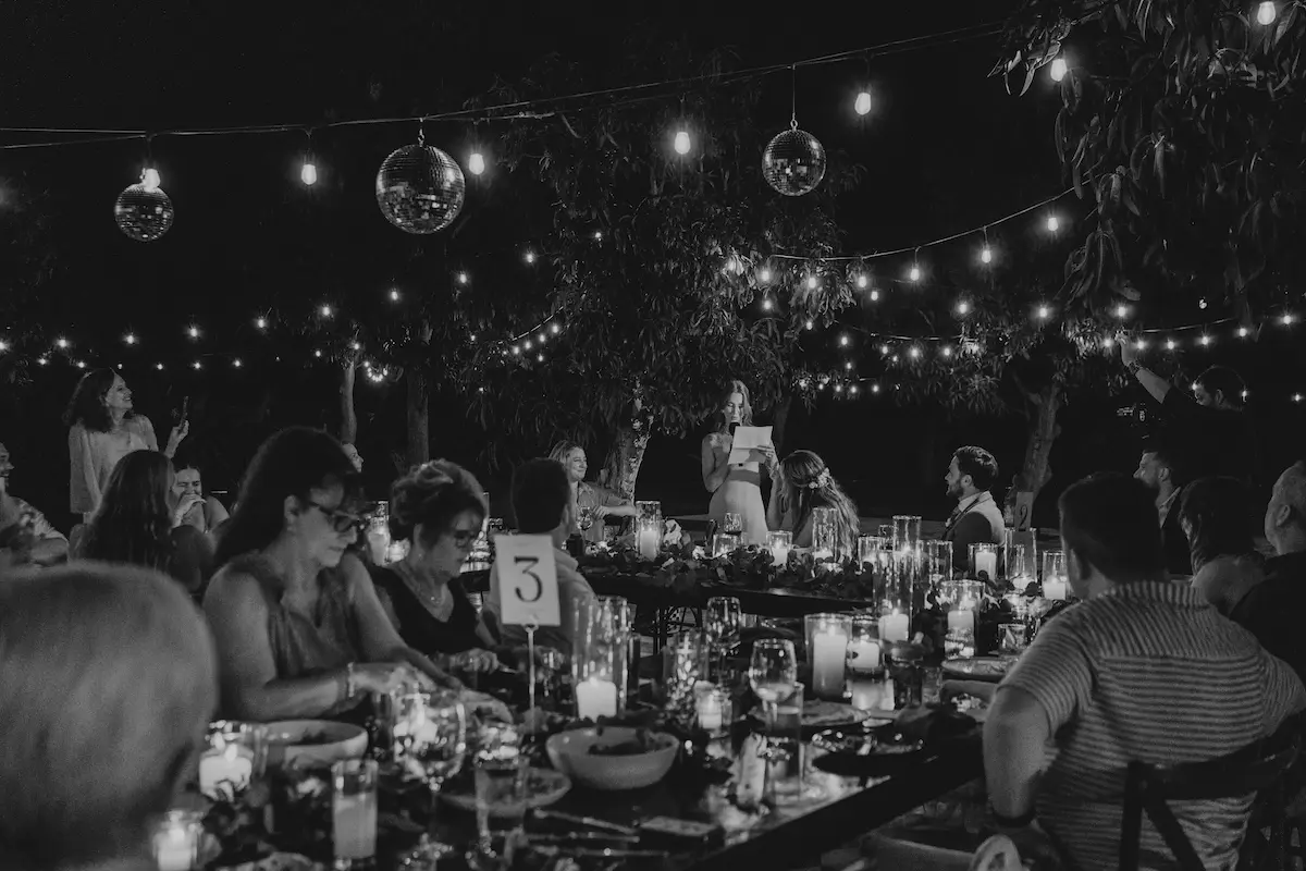 Wedding reception under the lights at Acre Resort, Los Cabos