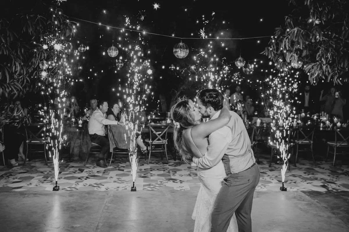 Wedding reception under the lights at Acre Resort, Los Cabos