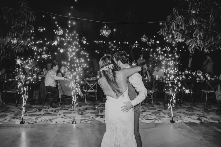 Wedding reception under the lights at Acre Resort, Los Cabos