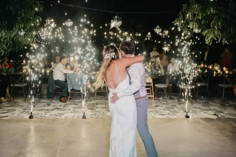 Wedding reception under the lights at Acre Resort, Los Cabos