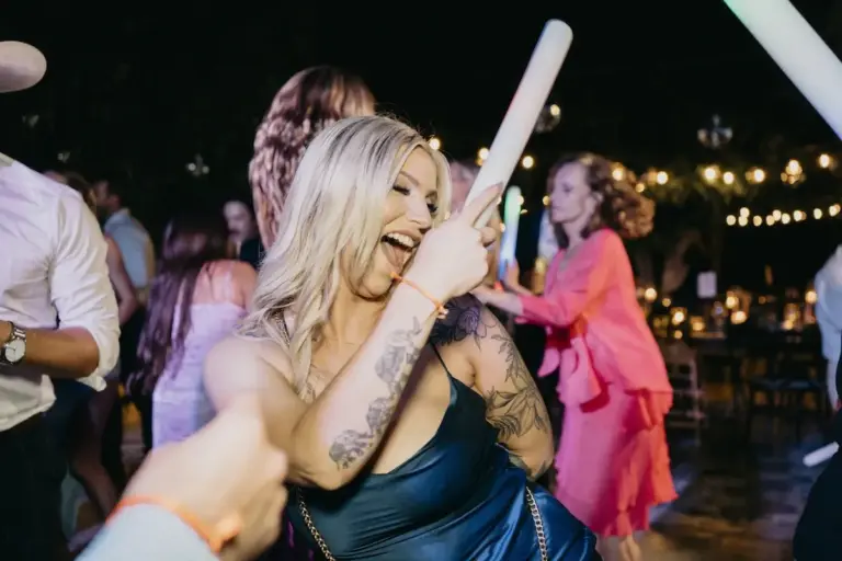 Wedding reception under the lights at Acre Resort, Los Cabos