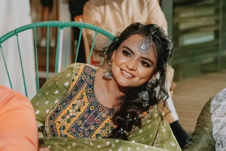 Boda hindú en Royalton Riviera Cancún, la bienvenida y el mehndi: retrato novia.