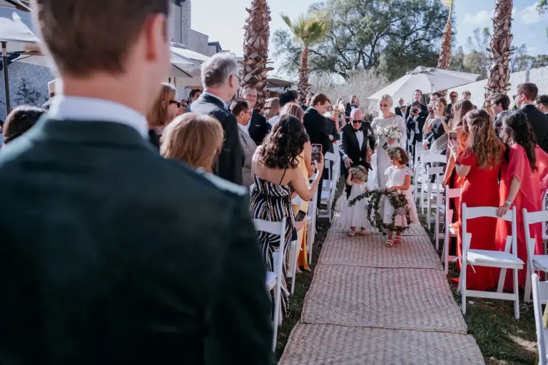 Ceremonia de boda con lazo tradicional en el Viñedo San Francisco, San Miguel de Allende