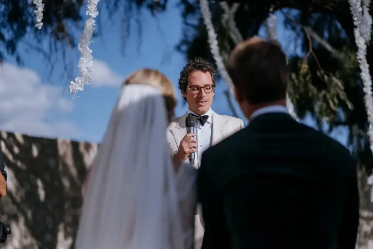Ceremonia de boda con lazo tradicional en el Viñedo San Francisco, San Miguel de Allende
