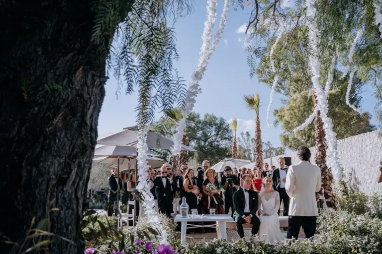 Ceremonia de boda con lazo tradicional en el Viñedo San Francisco, San Miguel de Allende