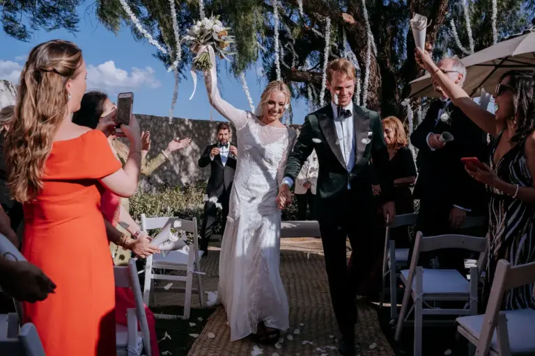 Ceremonia de boda con lazo tradicional en el Viñedo San Francisco, San Miguel de Allende