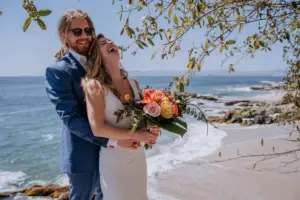 First look y sesión de pareja en la playa, boda en Villa Azul, Puerto Vallarta