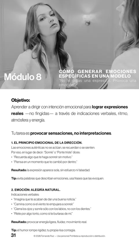 Página interior de la guía, Módulo 8: generar emociones específicas